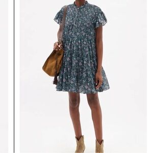 Isabel Marant Blue Green Floral Mini Dress